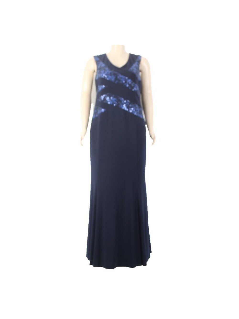 Joseph Ribkoff Dress Signature NEW Sz 22 Navy Blue Sequin V Neck Poly Spandex